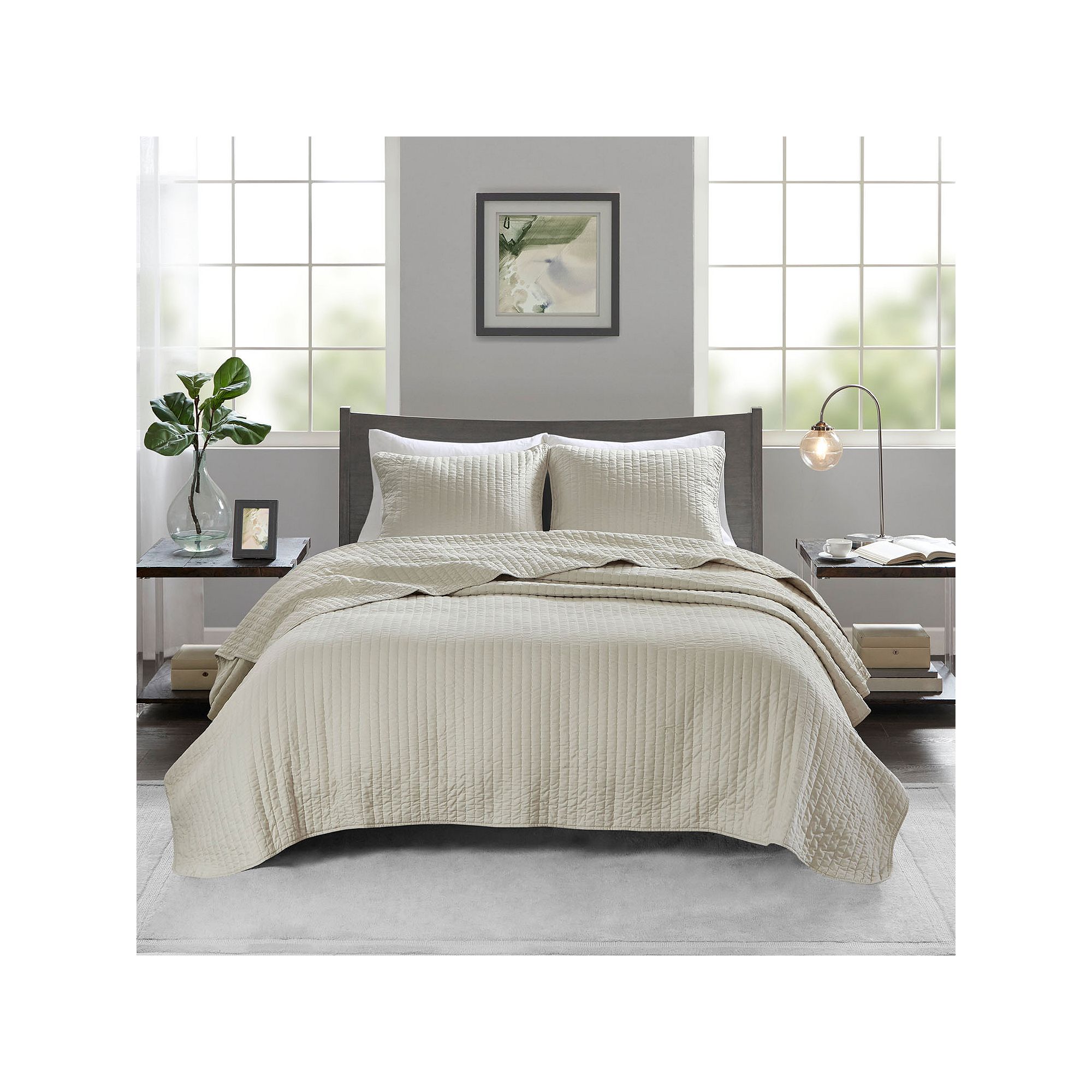 Madison Park Jaxson Quilt Set, Ivory