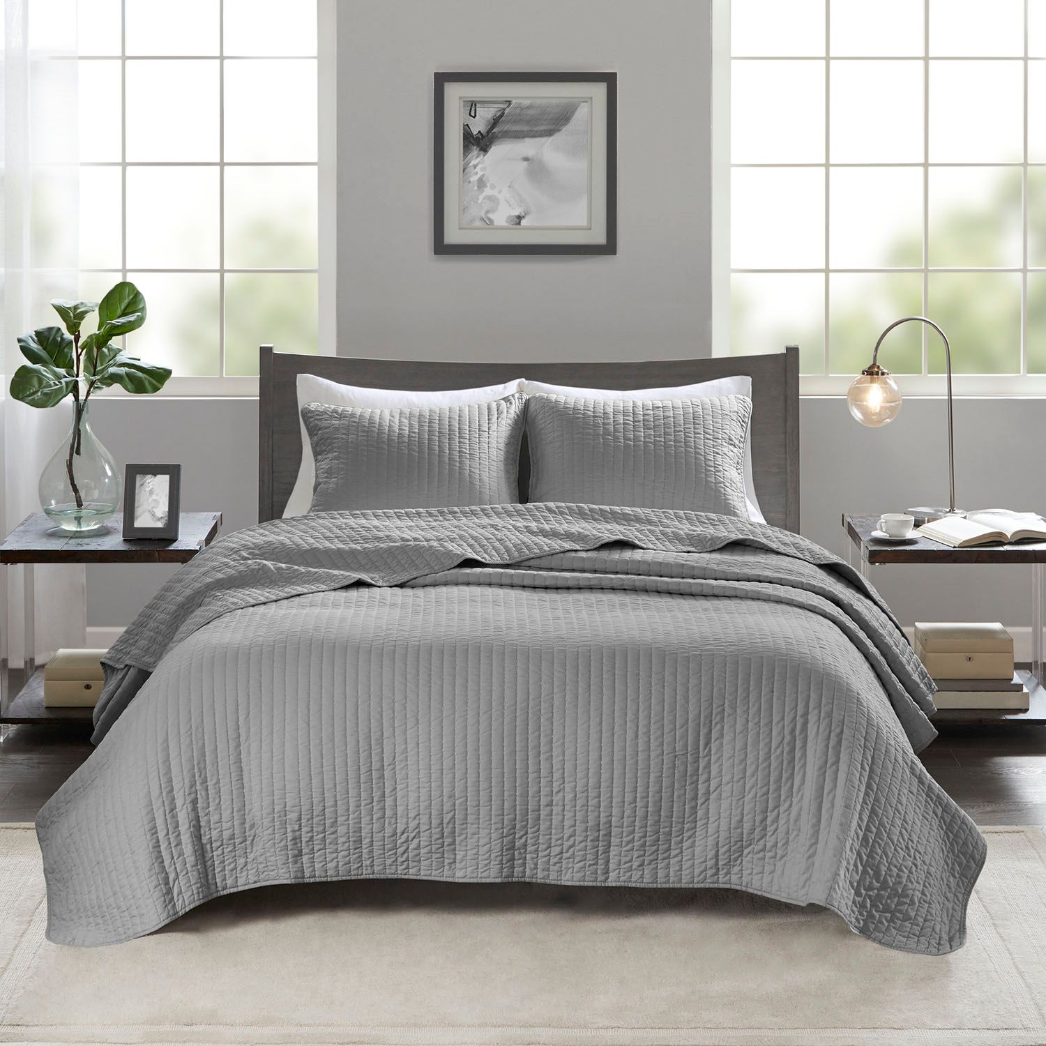 Madison Park Jaxson Coverlet Set   2033151 Gray