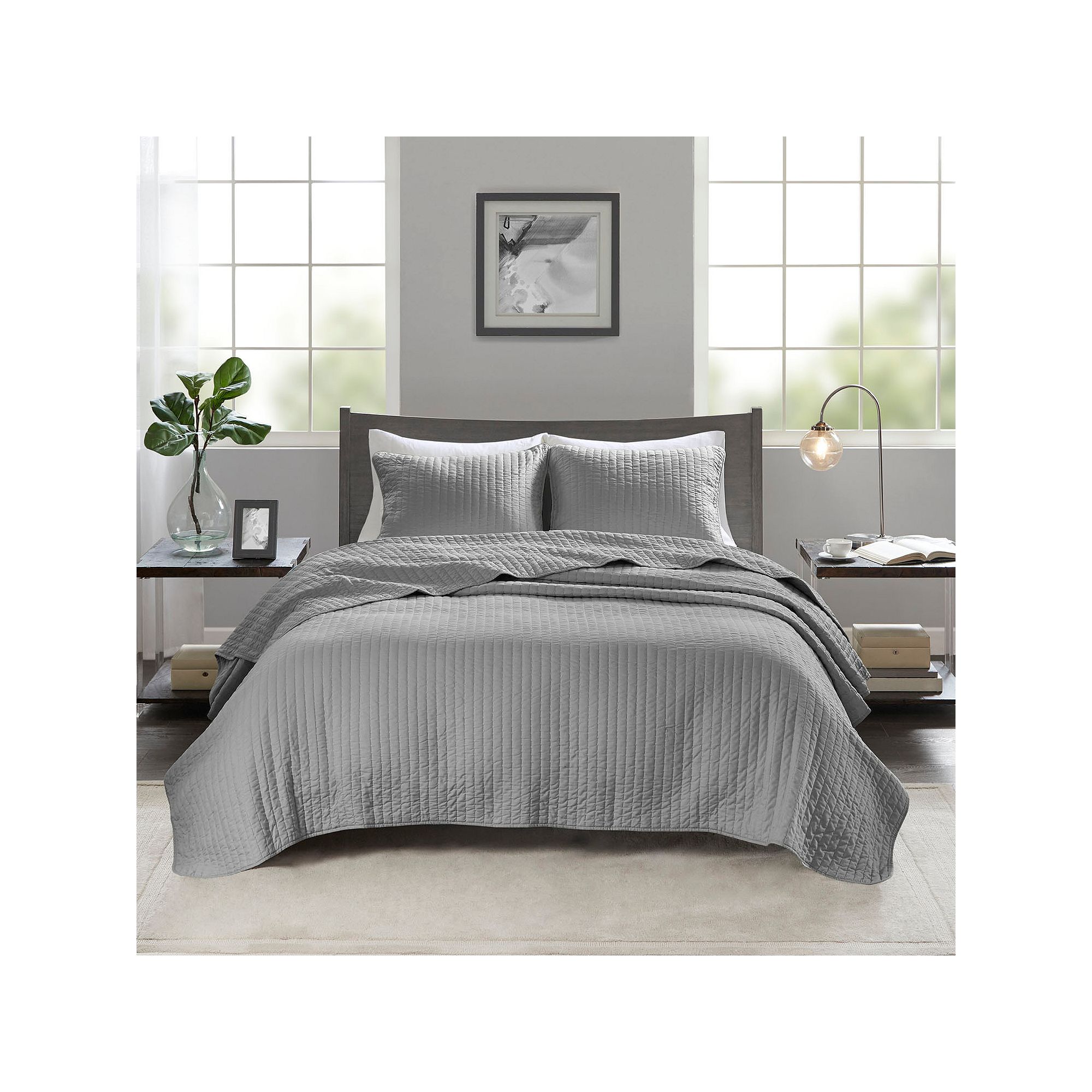 Madison Park Jaxson Quilt Set, Gray