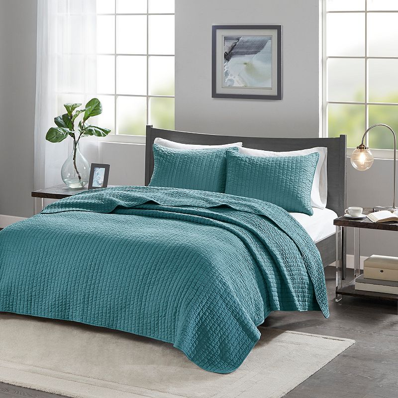 Madison Park Jaxson Quilt Set, Blue, Full/Queen