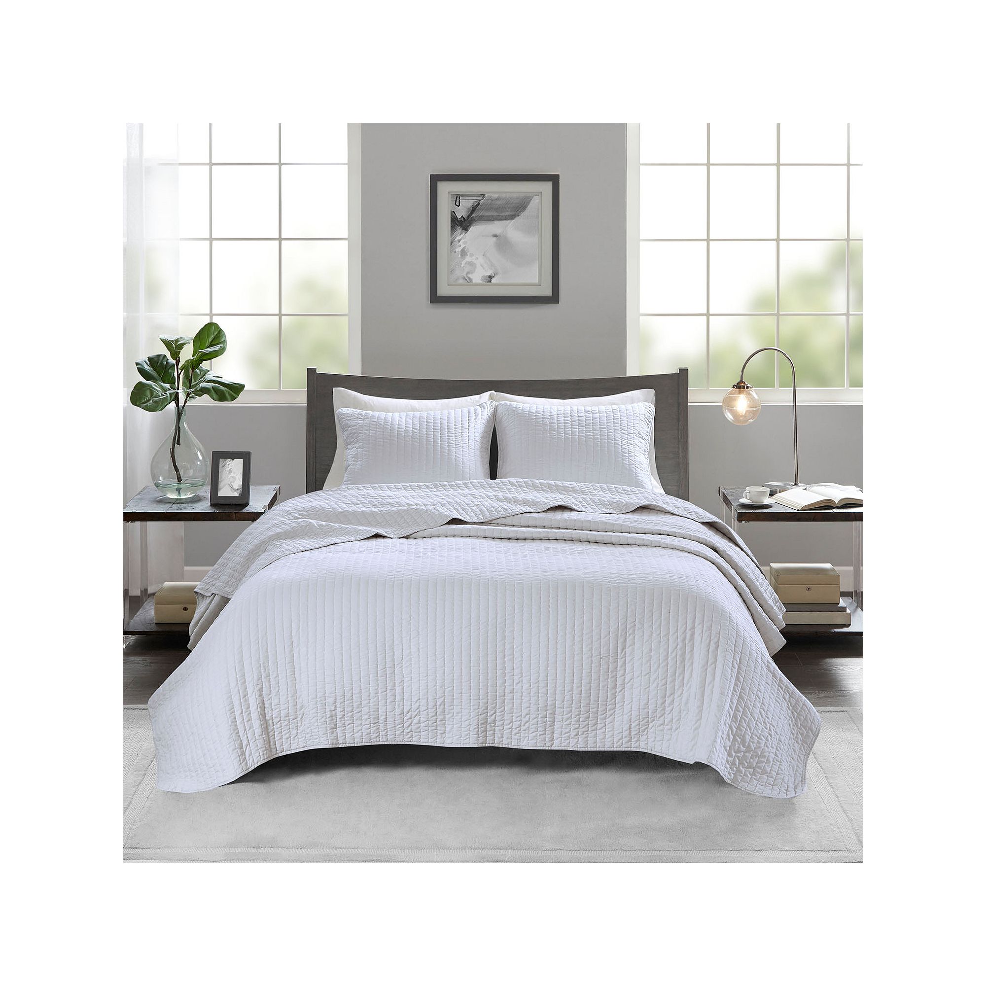 Madison Park Jaxson Quilt Set, White