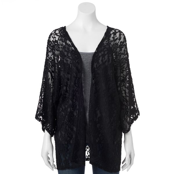 Freshman Allover Lace Kimono Cardigan - Juniors