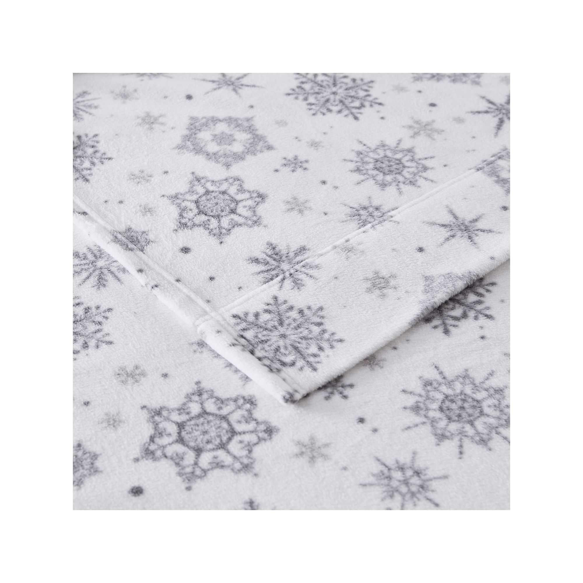 Sleep Philosophy Microfleece Ultra Soft Sheet Set, Gray Snowflake