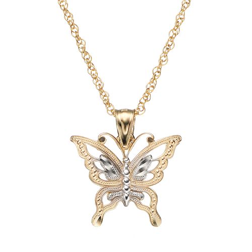 10k Gold Butterfly Pendant Necklace