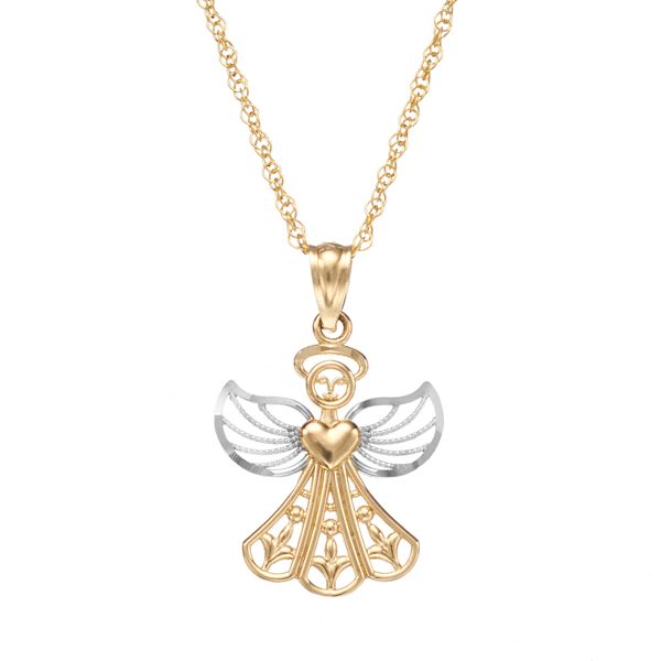 10k Gold Angel Pendant Necklace