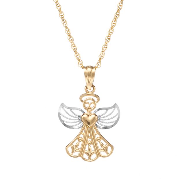 White gold angel on sale necklace