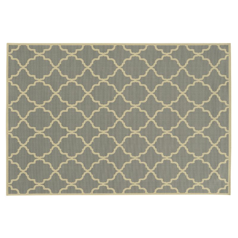 StyleHaven River Geometric Lattice Indoor Outdoor Rug, Grey, 8Ft Rnd