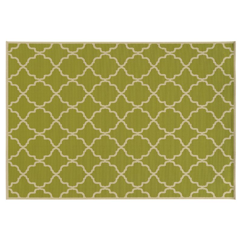 StyleHaven River Geometric Lattice Indoor Outdoor Rug, Green, 5X7.5 Ft