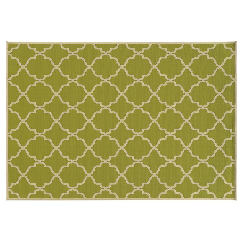 StyleHaven River Geometric Lattice Indoor Outdoor Rug, Green, 5X7.5 Ft