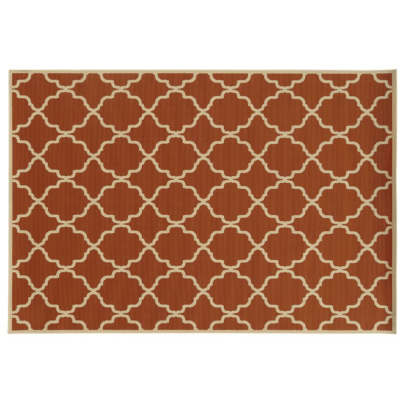 StyleHaven River Geometric Lattice Indoor Outdoor Rug, Drk Orange, 8.5X13 Ft
