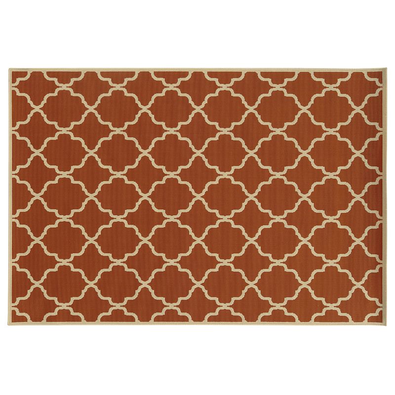 StyleHaven River Geometric Lattice Indoor Outdoor Rug, Drk Orange, 8.5X13 Ft