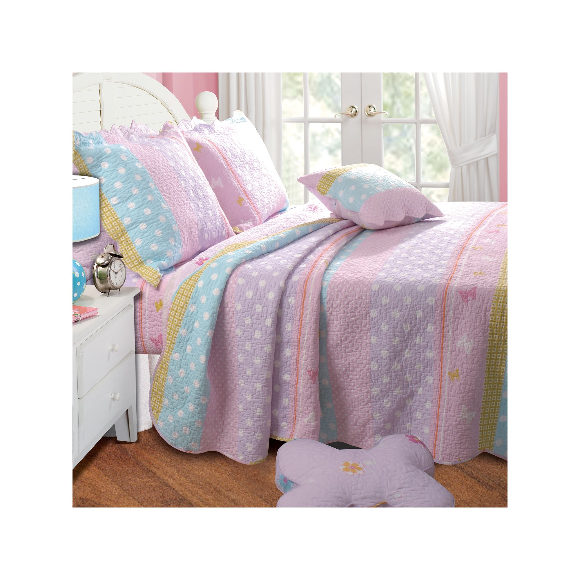 Greenland Home Fashions Polka-Dot Striped Quilt Set, Multi