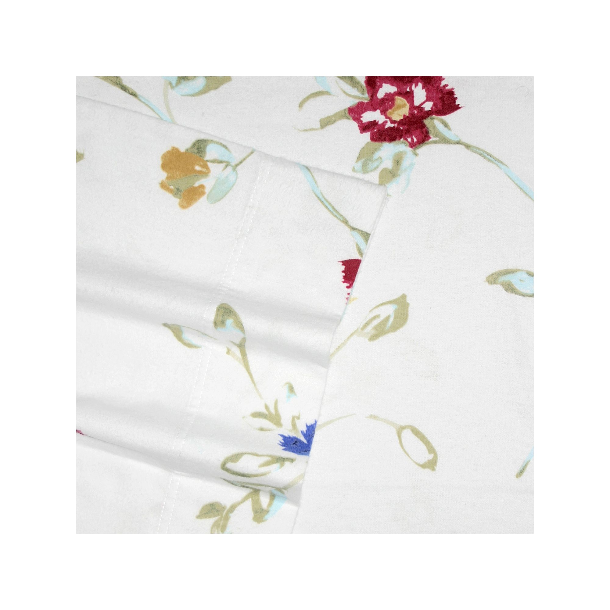 Tribeca Living Flannel Deep-Pocket Sheet Set, White Garden
