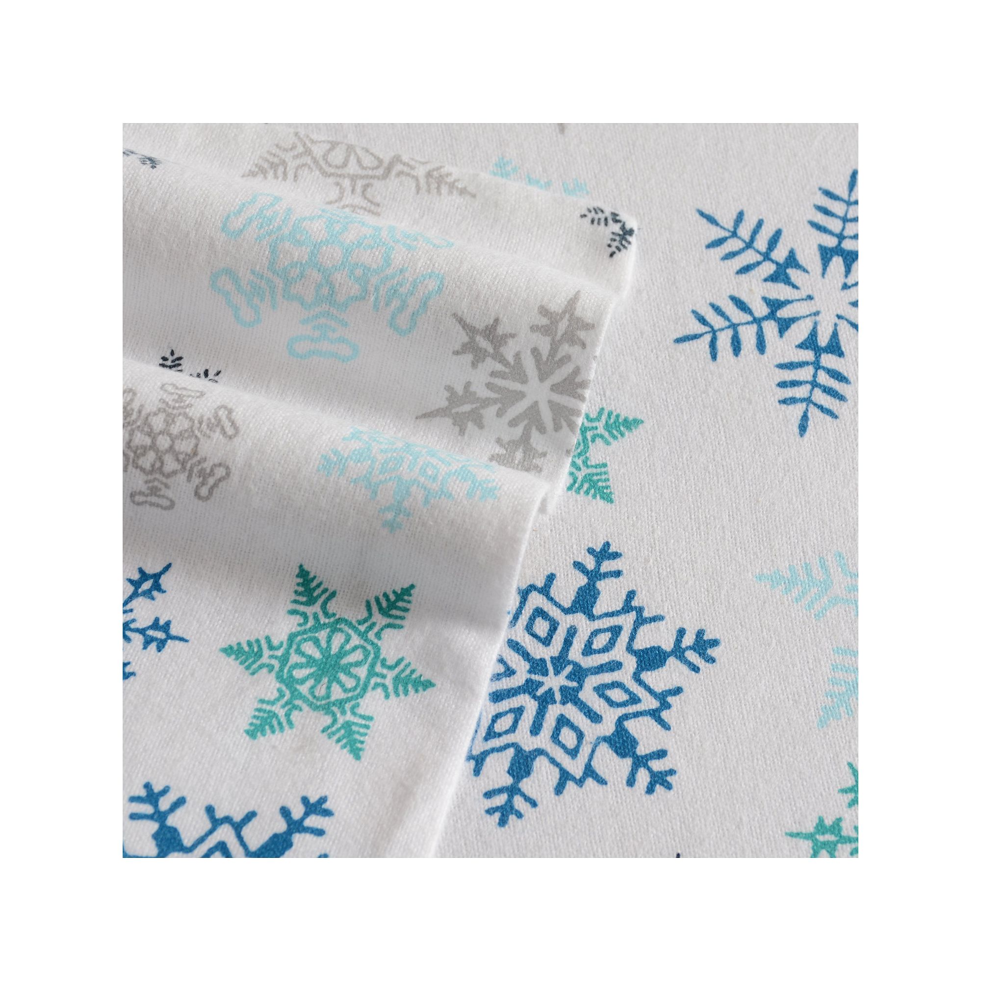 Eddie Bauer Flannel Sheet Set, Blue Snowflake