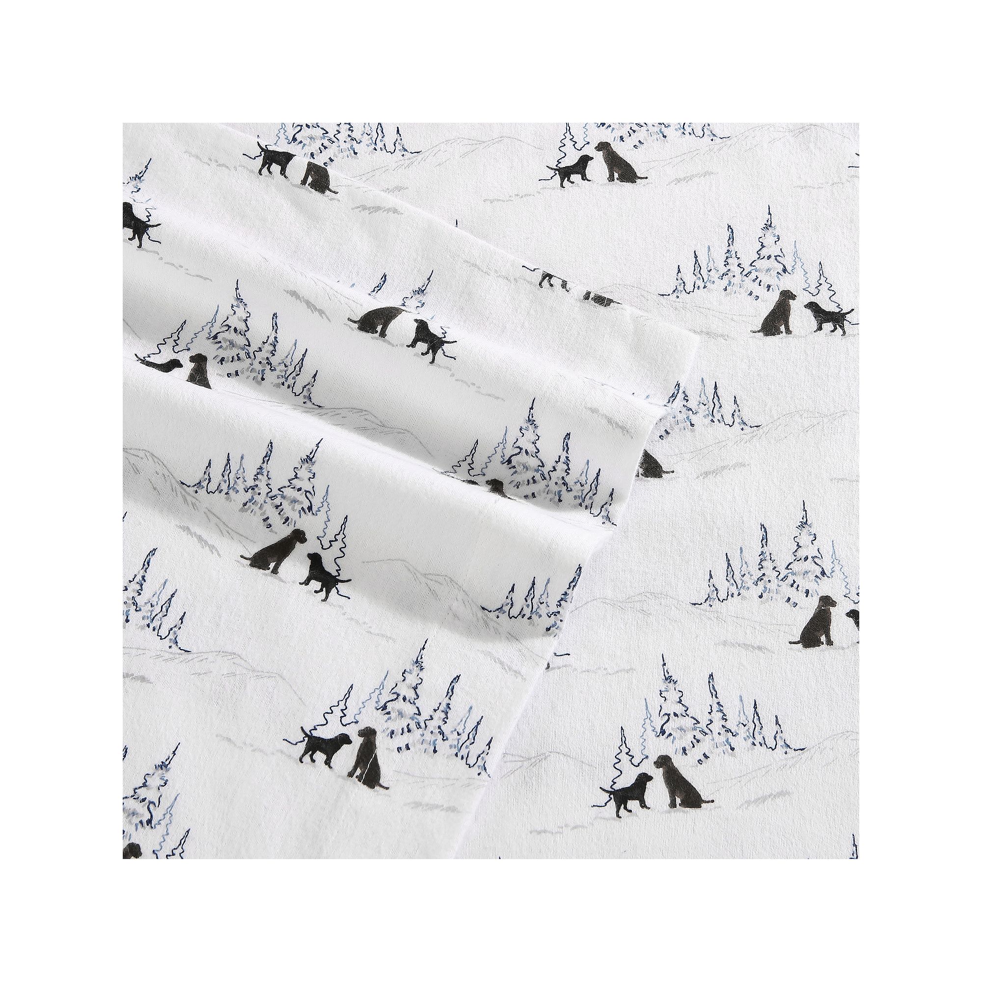 Eddie Bauer Flannel Sheet Set, Dog Friends White