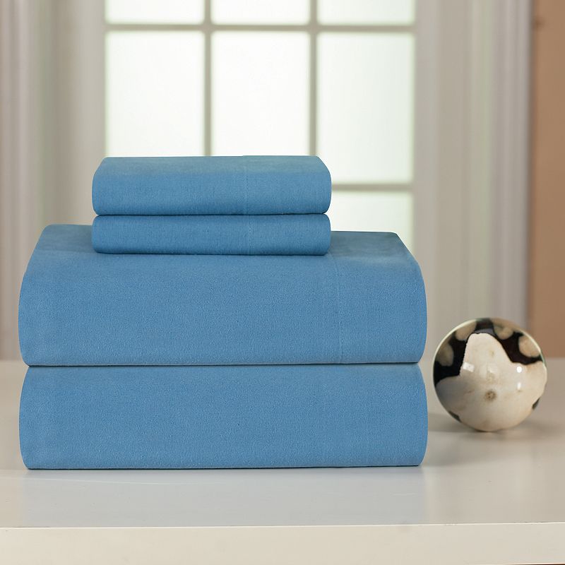 Pointehaven 100% Cotton Flannel Sheet Set, Blue