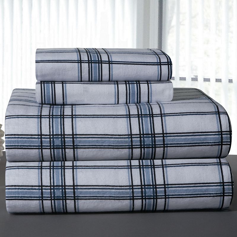 Pointehaven Flannel Sheet Set, Blue, TWINXL SET