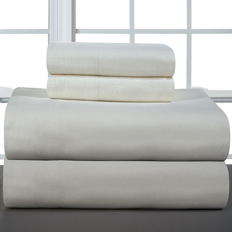 Pointehaven Flannel Sheet Set, White, FULL SET