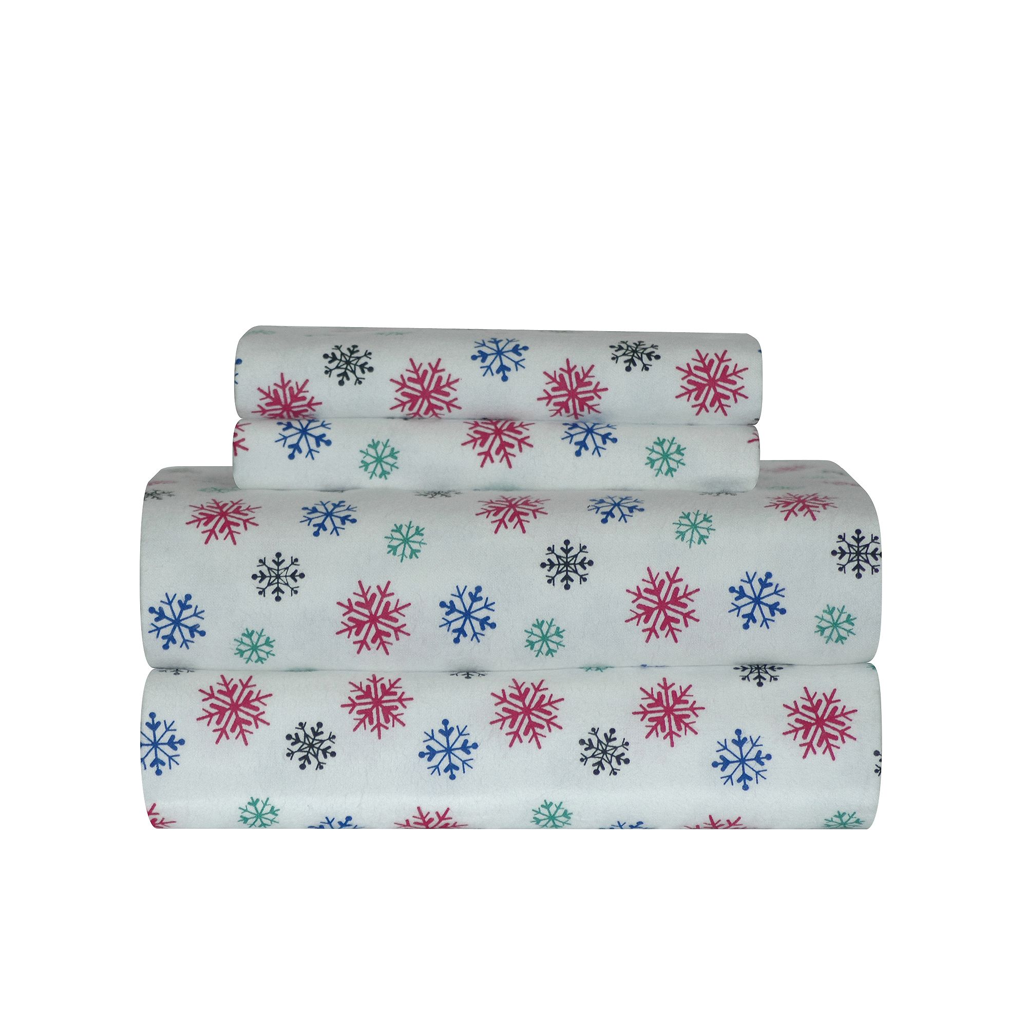 Pointehaven 100% Cotton Flannel Sheet Set, Snowflake