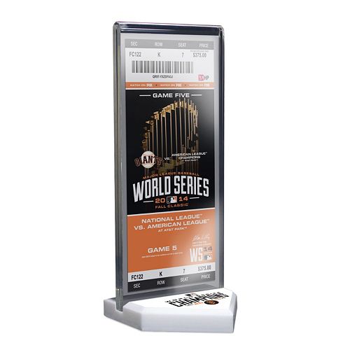 San Francisco Giants 2014 World Series Champions Home Plate Ticket Display Stand with Commemorative Ticket