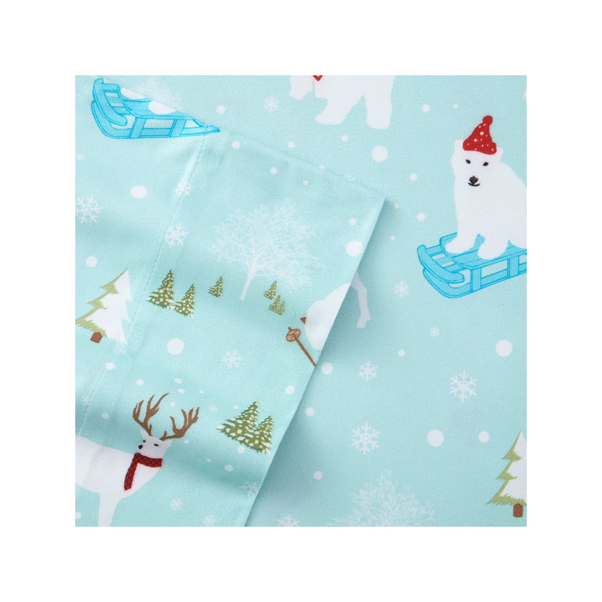 Micro Flannel® Sheet Set with Pillowcases, Fun In Snow