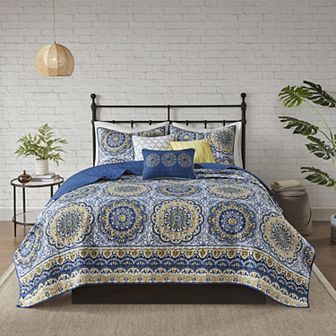 Madison Park Moraga 6 pc Quilt Set with Throw Pillows