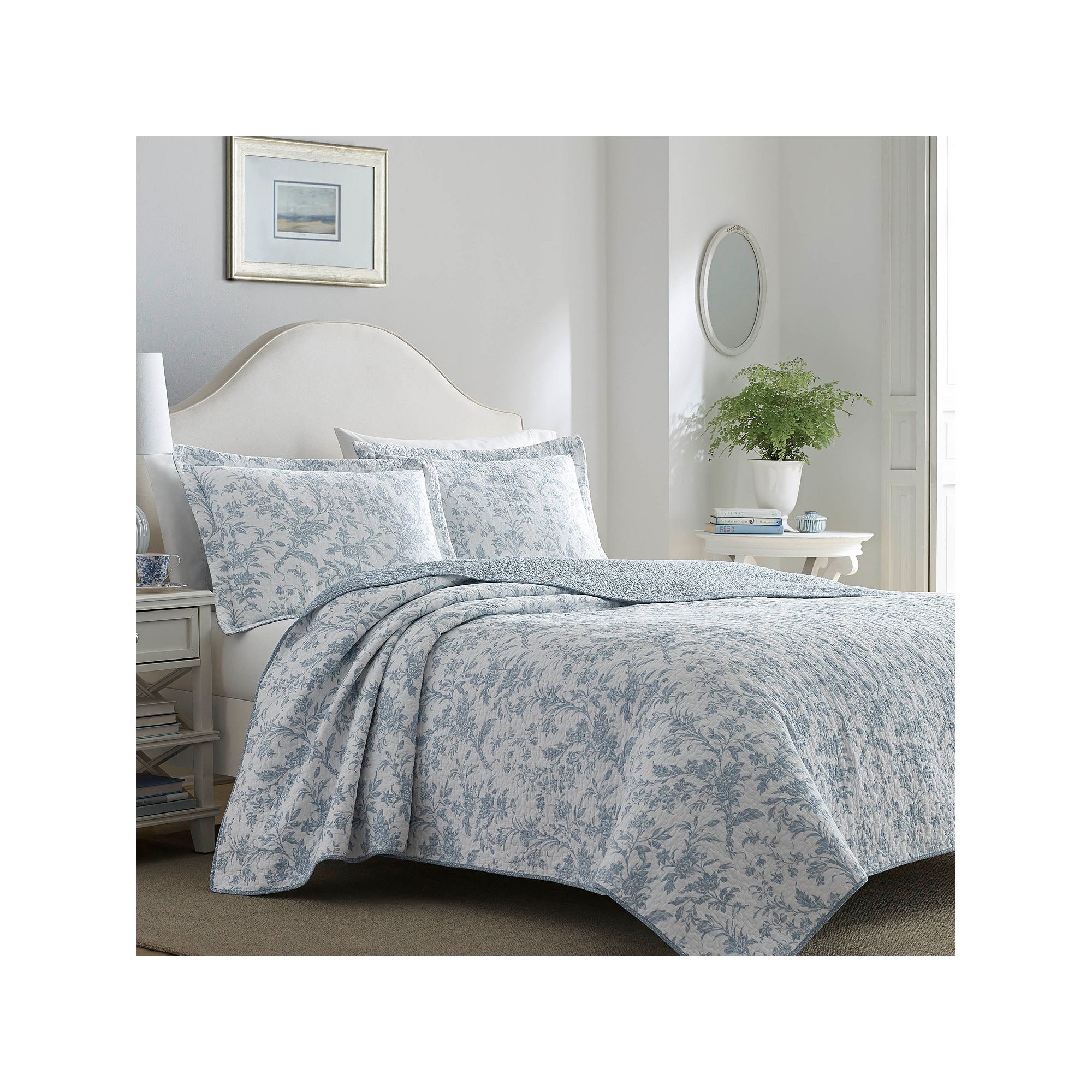 Laura Ashley Amberley Quilt Set, Soft Blue
