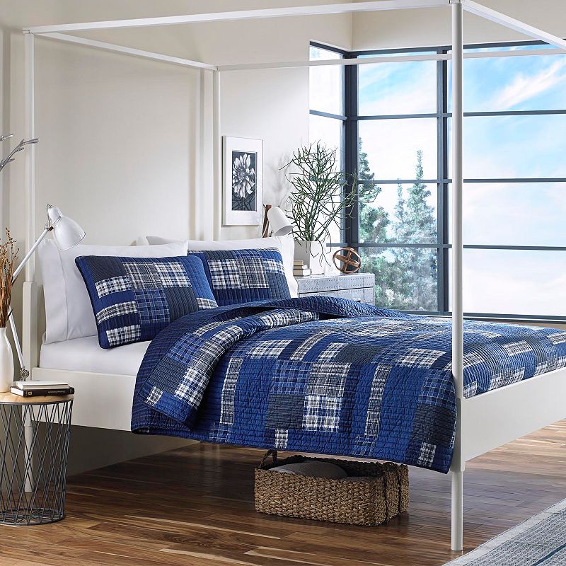 95384963 Eddie Bauer Eastmont Reversible Quilt Set, Blue, K sku 95384963