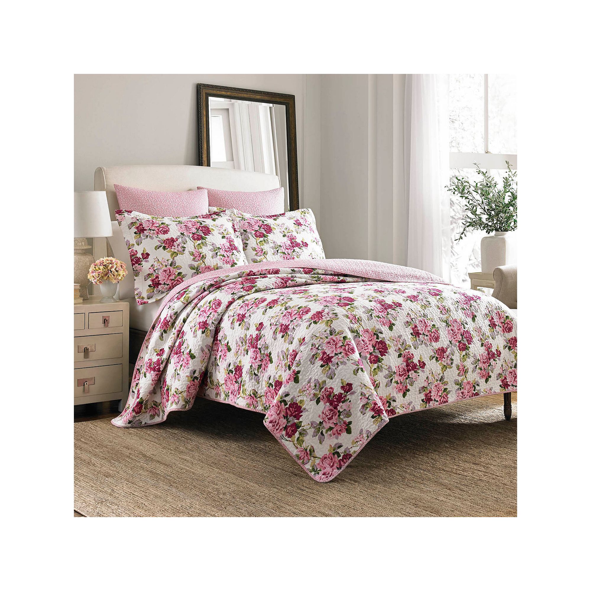 Laura Ashley Lidia Quilt Set, Pink