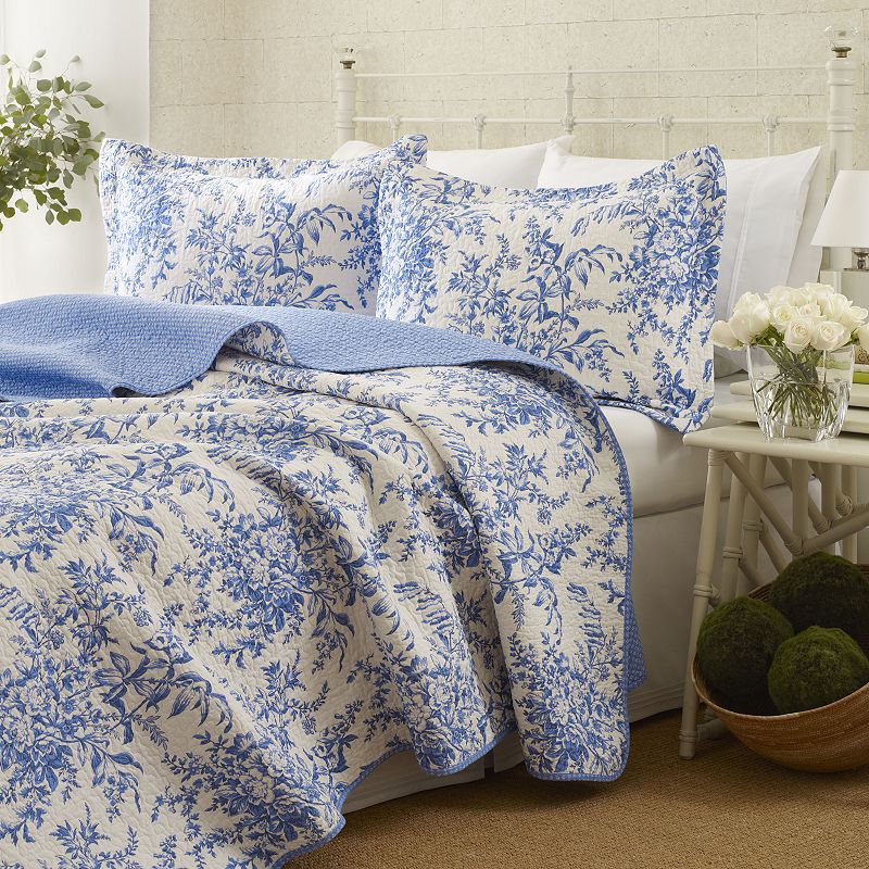 Bedford Quilt And Sham Set King Delft - Laura Ashley