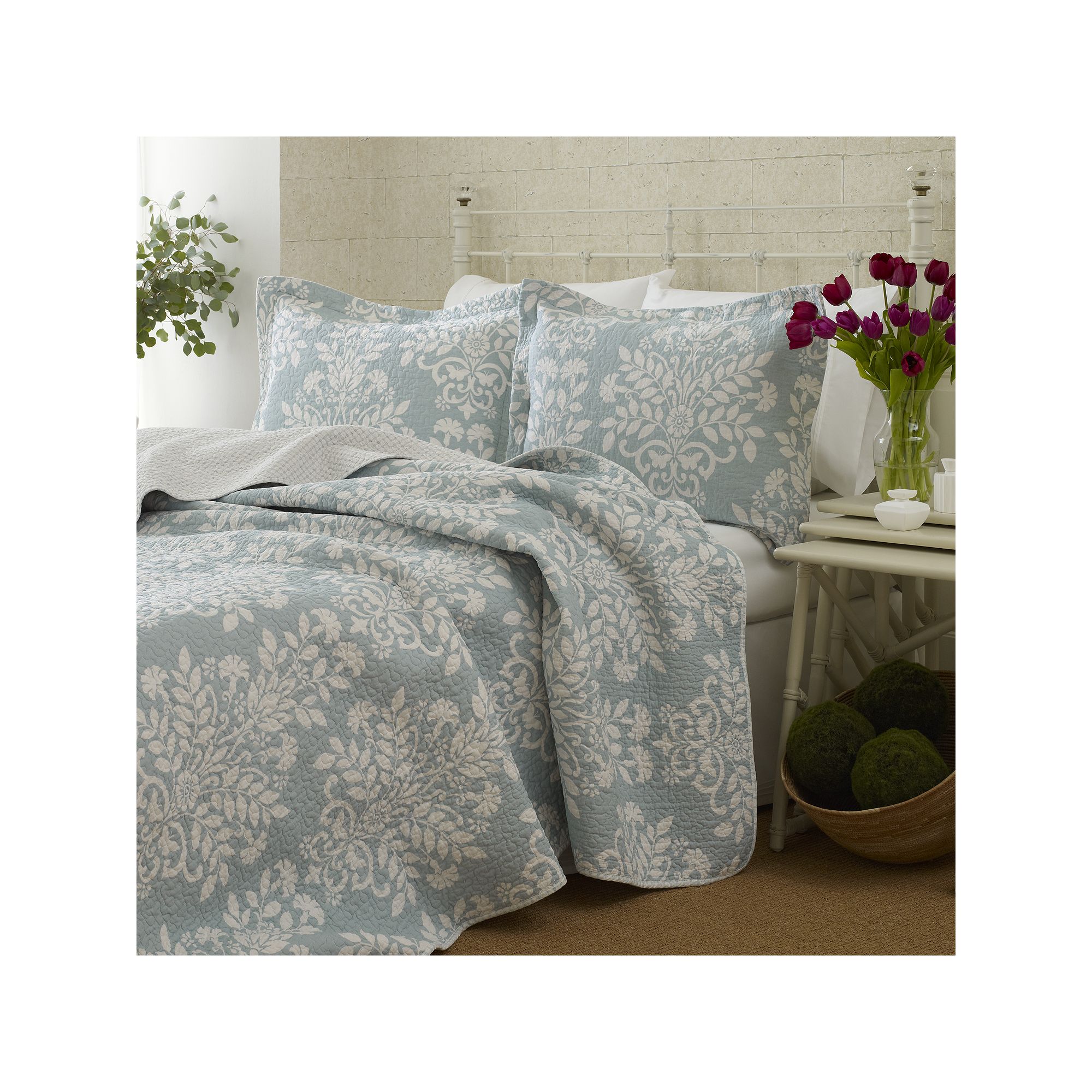 Laura Ashley Rowland Quilt Set, Blue