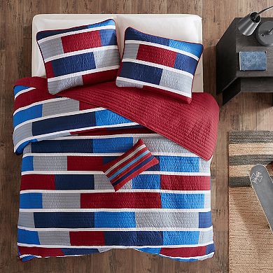 Mi Zone Kids Nicholas Reversible Quilt Set with Shams and Decorative Pillows