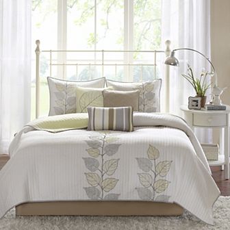 Madison Park Rochelle 6 pc Quilt Set with Shams and Throw Pillows