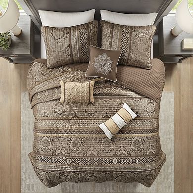 Madison Park Venetian 6-Piece Quilt Set with Shams and Decorative Pillows