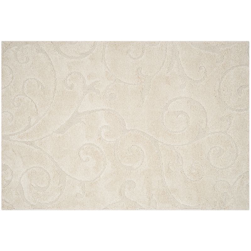 SAFAVIEH Florida Doug Floral Vines Shag Area Rug  Cream  8 6  x 12