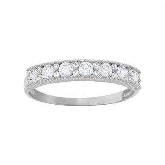 Cubic Zirconia Wedding Ring in 10k White Gold