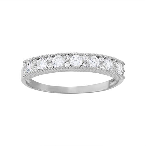 Cubic Zirconia Wedding  Ring  in 10k White  Gold 