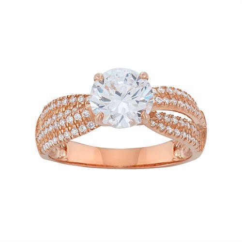 Cubic Zirconia Engagement Ring in 10k Rose Gold
