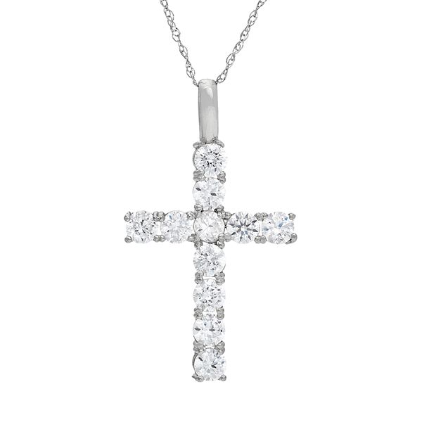 Crystal Zircon Cross Pendant Necklace Jewelry –