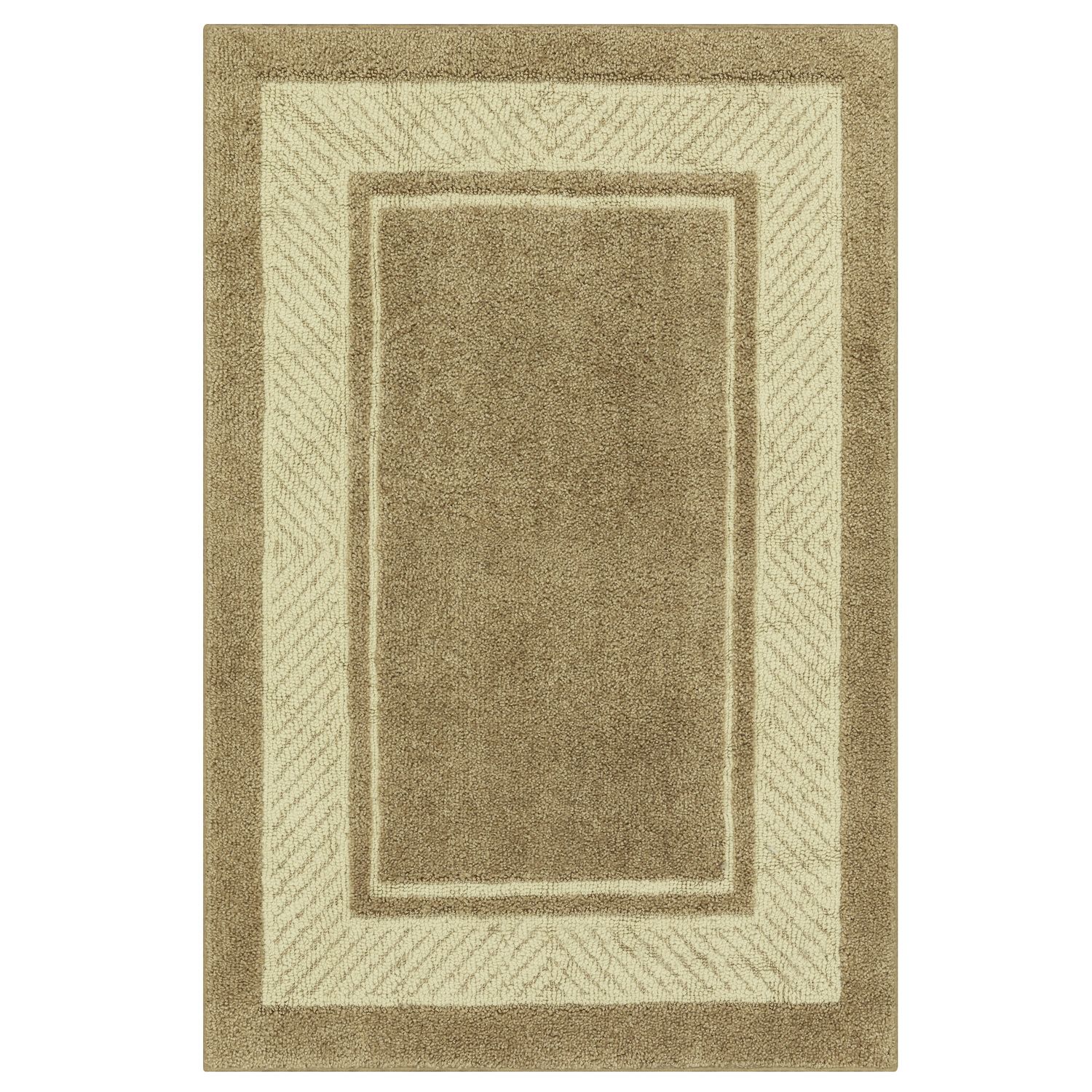 Maples Estate Border Area Washable Throw Rug   2037886 Khaki