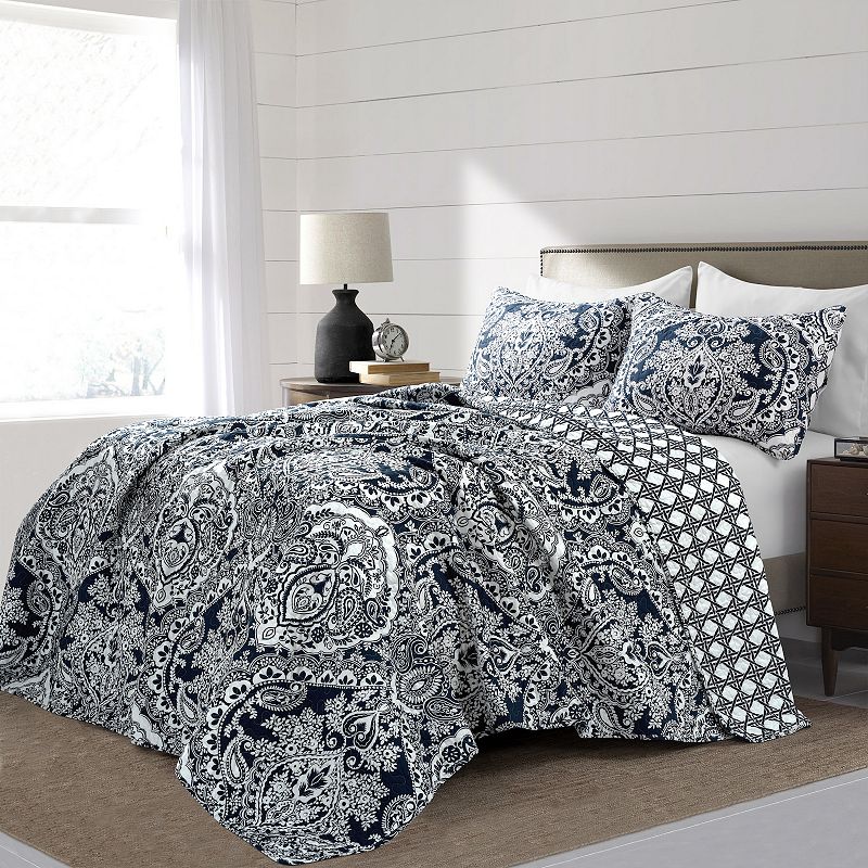 Lush Decor Aubree Quilt Set, Blue, Full/Queen