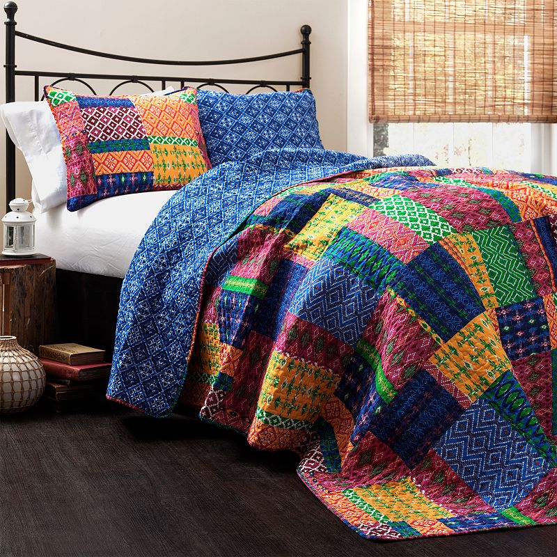 Lush Decor Misha Quilt Set, Blue, King