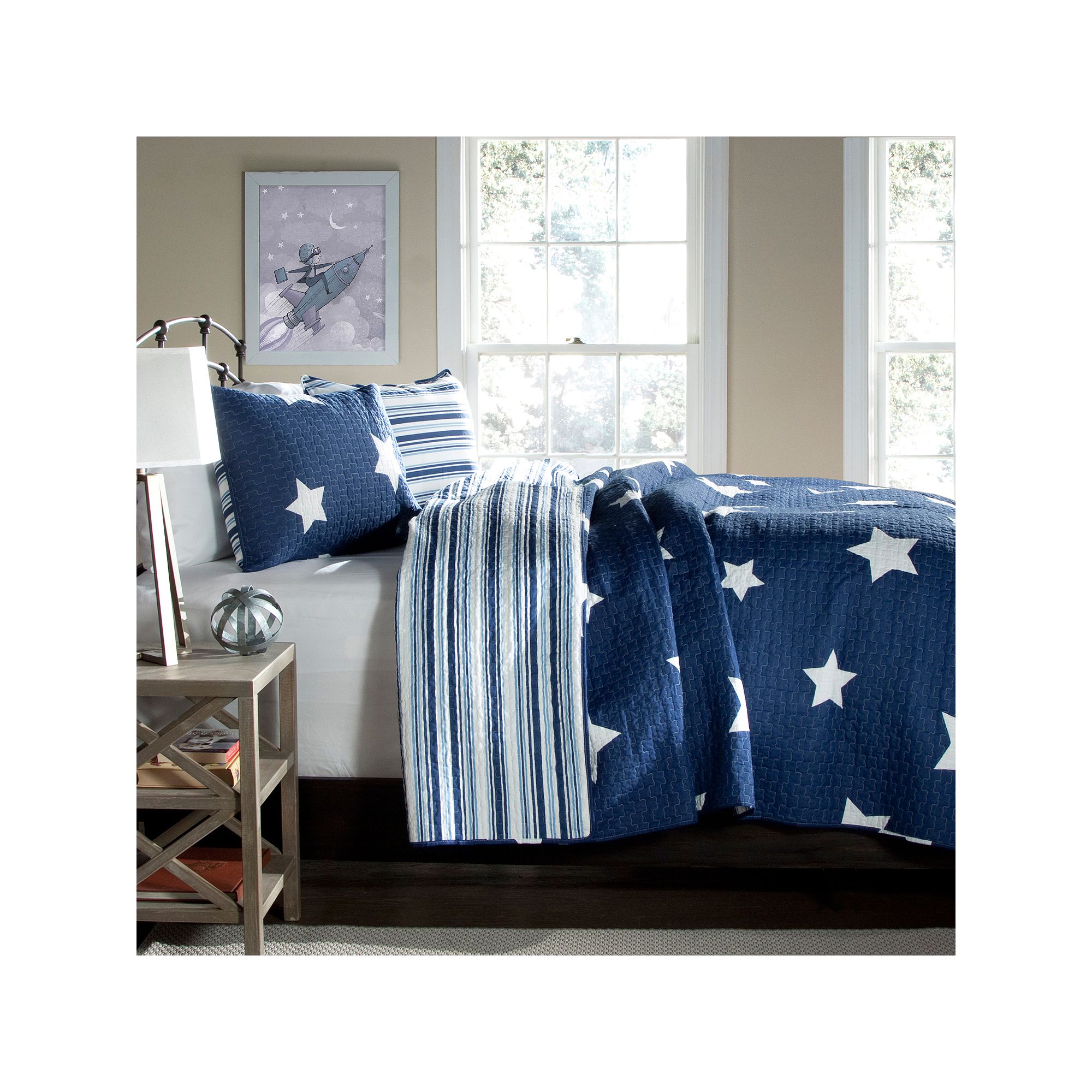 Lush Decor Star Quilt Set, Blue