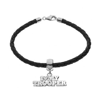Insignia Collection Sterling Silver & Leather "I Love My Trooper" Bracelet