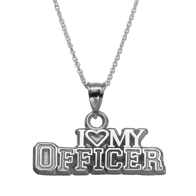 Insignia Collection Sterling Silver I Love My Officer Pendant Necklace
