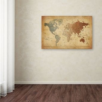 "Time Zones Map of the World" Canvas Wall Art