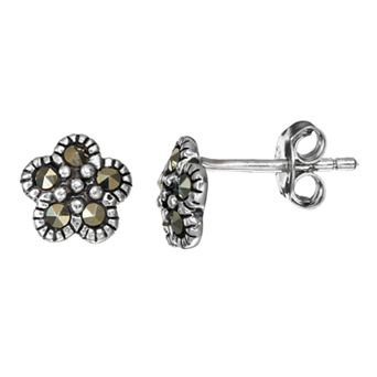 Tori Hill Marcasite Sterling Silver Flower Stud Earrings