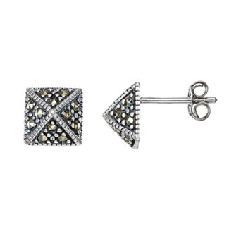 Tori Hill Marcasite Sterling Silver Pyramid Stud Earrings