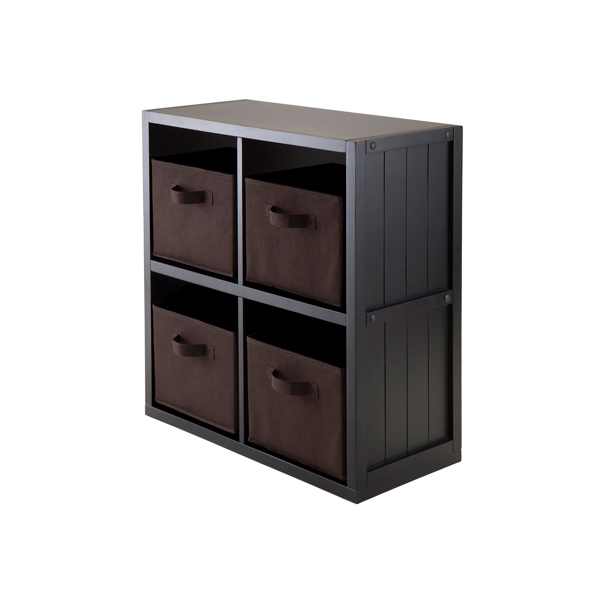Winsome Timothy 5-piece 4-Cube Storage Shelf & Basket Set, Black