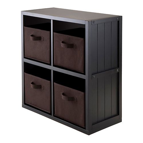 Winsome Timothy 5piece 4Cube Storage Shelf & Basket Set